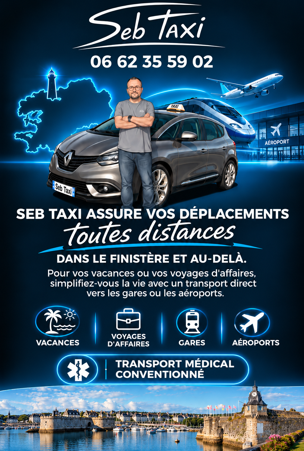 Seb Taxi Concarneau Seb Taxi Concarneau - Chauffeur de Taxi Conventionné CPAM et toutes distances Finistère Sud
